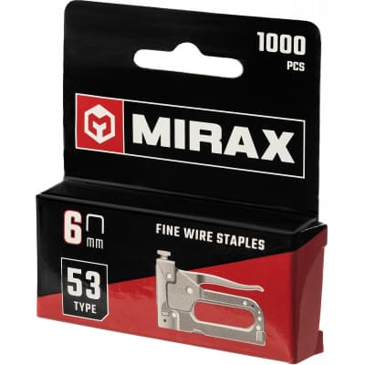 MIRAX 6 мм скобы для степлера тонкие тип 53, 1000 шт 3153-06
