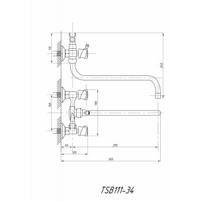 Смеситель для ванны с душем TSARSBERG TSB-111-34 тип См-ВУДРНШлА
