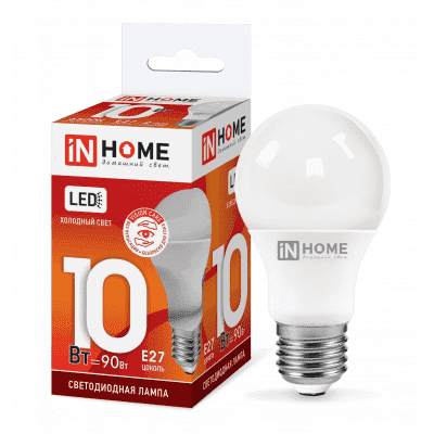 Лампа светодиодная LED-A60-VC 10Вт 230В Е27 6500К 900Лм IN HOME 4690612020228