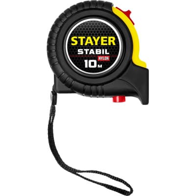 STAYER STABIL 10м / 25мм профессиональная рулетка в ударостойком обрезиненном корпусе с двумя фиксаторами 34131-10_z02