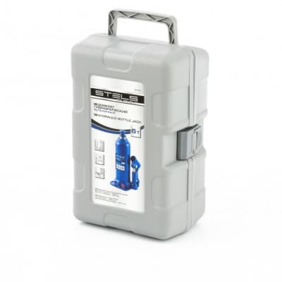 Домкрат гидравлический бутылочный, 6 т, h подъема 207-404 мм, в пластиковом кейсе Stels 51176