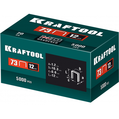 KRAFTOOL скобы тип 73, 12 мм, калибр 20GA. 5000 шт (31773-12)