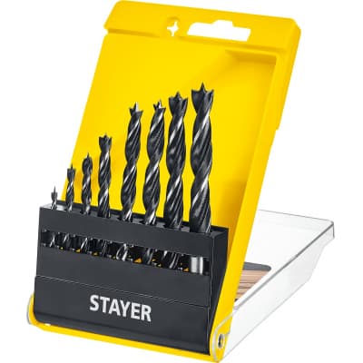 STAYER "M-type" 8 шт., 3-4-5-6-7-8-9-10, набор спиральных сверл по дереву 2942-H8_z02
