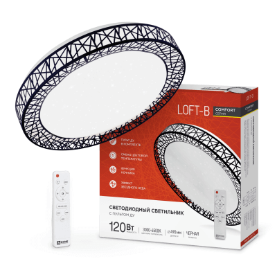 Светильник светодиодный IN HOME COMFORT Loft-B 120Вт 230В 3000-6500K 9600Лм 500x100мм с пультом ДУ 4690612041896