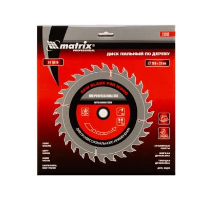 Пильный диск по дереву, 250 х 32 мм, 24 зуба Matrix Professional 73265