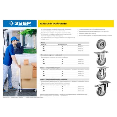 Колесо неповоротное ЗУБР 50 мм, 35 кг 30956-50-F