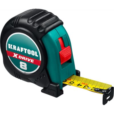 KRAFTOOL X-Drive 8м / 25мм рулетка с ударостойким обрезиненным корпусом 34122-08_z02