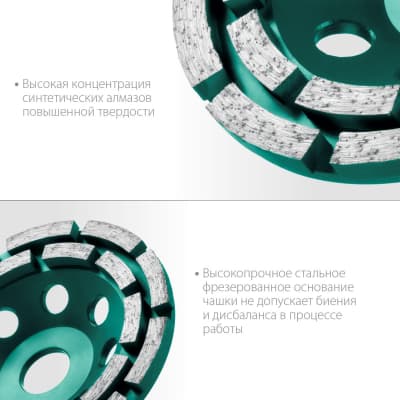 Двухрядная алмазная чашка Kraftool Double d 125 мм, INDUSTRIAL 33369-125