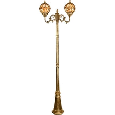 Светильник садово-парковый, серии «Версаль» FERON PL3808 2*60W, E27, 230V, IP44, цвет черное золото, шар, столб большой 11385