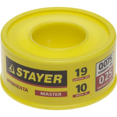 Фум лента STAYER толщина 0,075 мм, плотность 0,25 г/см3, ширина 19 мм 12360-19-025