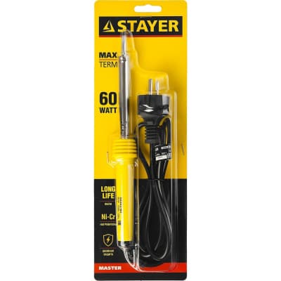 Электропаяльник STAYER 60 Вт, клин, пластиковая рукоятка Maxterm 55305-60