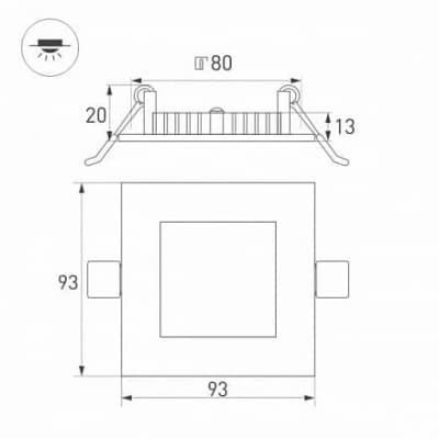 Встраиваемый светильник Arlight DL-93x93M 5W 3000K IP40 020123
