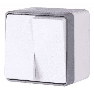 Выключатель двухклавишный IP44 Werkel WL15-03-02 Gallant белый 4690389102141