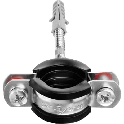 Хомут трубный ЗУБР 3/4", 1 шт., с гайкой, оцинкованный, в комплекте с сантехнической шпилькой и дюбелем, 37866-25-29