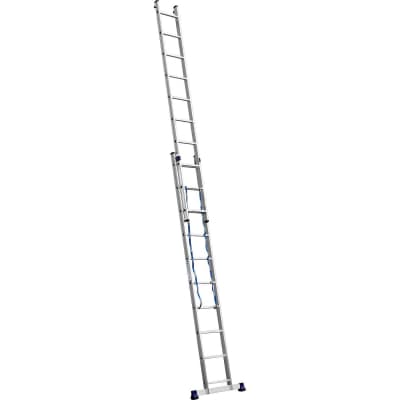 Лестница универсальная двухсекционная СИБИН число ступеней 2 х 10, алюминий, максимальная нагрузка 150 кг 38823-10