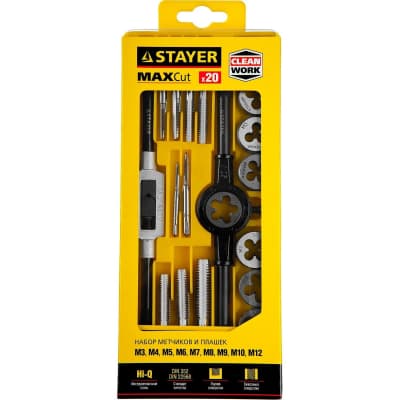 Набор метчиков и плашек STAYER 20 предметов, легированная сталь MaxCut 28012-H20