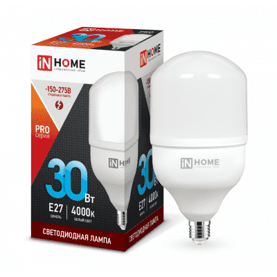 Лампа светодиодная LED-HP-PRO 30Вт 230В Е27 4000К 2700Лм IN HOME 4690612031071