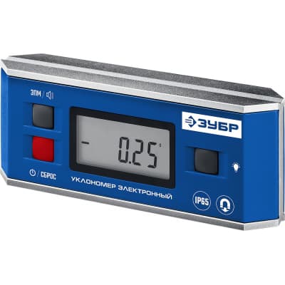 МИНИ уровень-уклономер электронный, IP65, Магнитный, Диапазон 0-90°, Точность ±0,05°, 3 кнопки, HOLD, Подсветка, Автоповорот, ЗУБР Профессионал 34745_z01