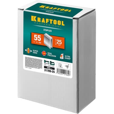 KRAFTOOL 25 мм скобы для степлера узкие тип 55, 5000 шт 31789-25