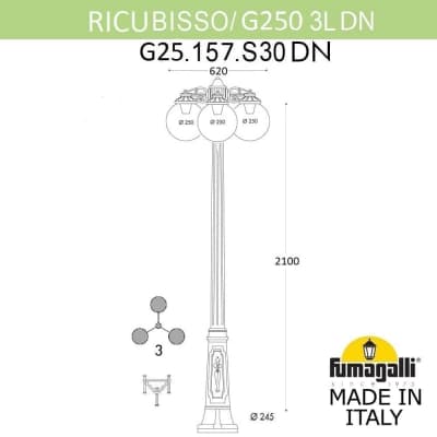 Светильник уличный наземный FUMAGALLI RICU BISSO/G250 3L DN. G25.157.S30.AXE27DN