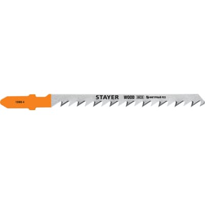 Полотна STAYER, T244D, для эл/лобзика, HCS, по дереву, ДВП, ДСП, фигур. рез, T-хвост., шаг 4мм, 75мм, 2шт 15986-4_z02