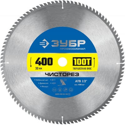 ЗУБР Чисторез 400 x 30мм 100Т, диск пильный по дереву 36905-400-30-100_z01