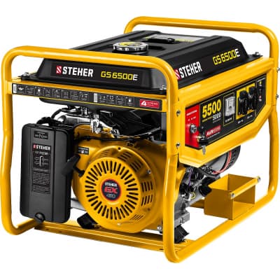 GS-6500Е бензиновый генератор с электростартером, 5500 Вт, STEHER GS-6500Е