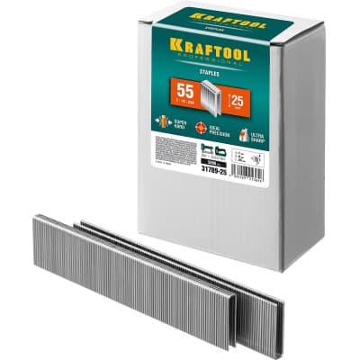 KRAFTOOL 25 мм скобы для степлера узкие тип 55, 5000 шт 31789-25