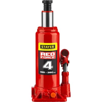 Домкрат бутылочный гидравлический RED FORCE STAYER 4т, 195-380 мм 43160-4_z01