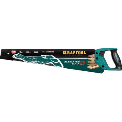 Ножовка для точного реза "Alligator BLACK 11", 550 мм, 11 TPI 3D зуб, KRAFTOOL 15205-55