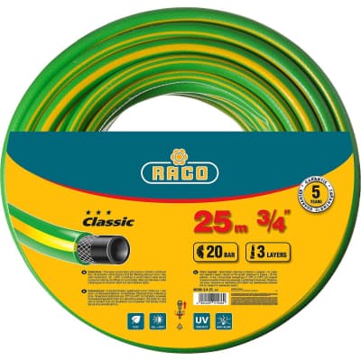 Шланг поливочный Raco O 3/4" x 25 м, 20 атм., 3-x слойный, армированный, CLASSIC 40306-3/4-25_z01