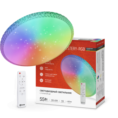 Светильник светодиодный IN HOME COMFORT MYSTERY-RGB 55Вт 230В 3000-6500K 4400Лм 400x70мм с пультом дистанционного управления 4690612044620