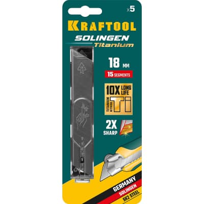 KRAFTOOL SOLINGEN Titanium 18 мм лезвия сегментированные с покрытием TiN, 15 сегментов, 5 шт 09606-TIN-18-S5_z02