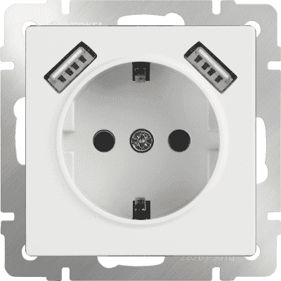 Розетка с заземлением со шторками и USBх2 Werkel белая W1171501