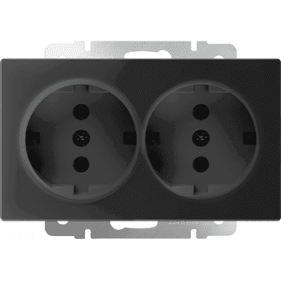 Розетка с заземлением двойная Werkel WL08-SKG-02-IP20 черный матовый 4690389117244