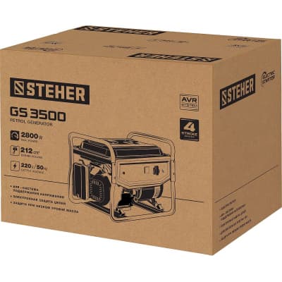 GS-3500 бензиновый генератор, 2800 Вт, STEHER GS-3500