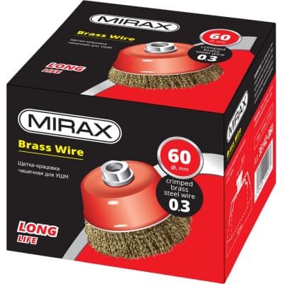 Щетка чашечная для УШМ MIRAX Ø 60 мм, проволока 0.3 мм 35142-060