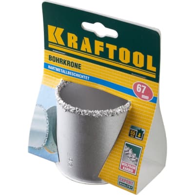 Кольцевая коронка KRAFTOOL Ø коронки 67 мм, L - 55 мм, карбид-вольфрамовая крошка 33401-67_z01