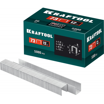 KRAFTOOL скобы тип 73, 12 мм, калибр 20GA. 5000 шт (31773-12)