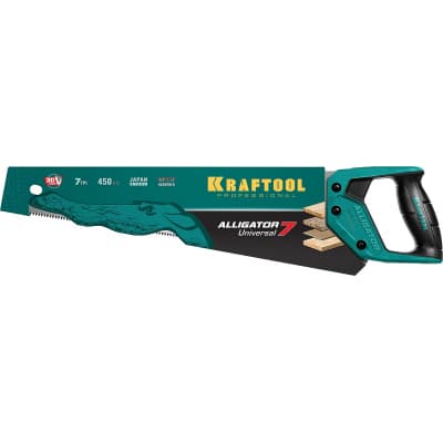 Ножовка универсальная "Alligator Universal 7", 450 мм, 7 TPI 3D зуб, KRAFTOOL 15004-45_z01