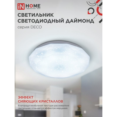 Светильник светодиодный IN HOME DECO ДАЙМОНД 70Вт 230В 6500К 6300Лм 496х85мм 4690612052489