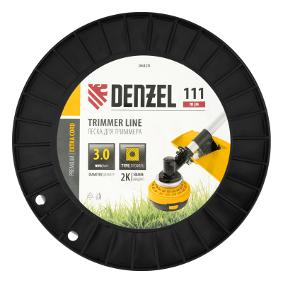 Леска для триммера двухкомпонентная квадрат, 3,0мм х 111м, на DIN катушке EXTRA CORD Denzel 96820