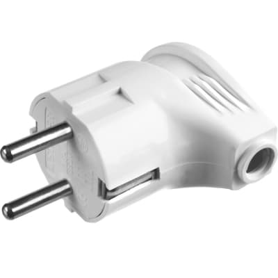Вилка STAYER 16А/220 В, 1300 Вт, белая, угловая, MAXElectro 55161-W