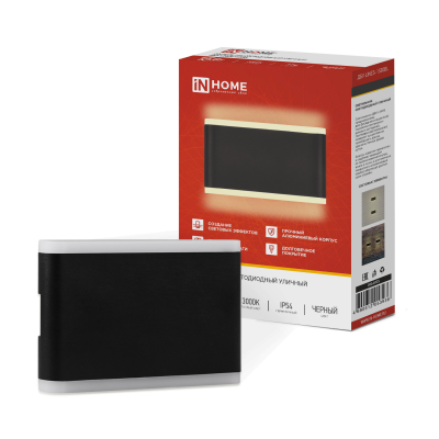 Светильник уличный светодиодный IN HOME ДБУ LINES-1530BL 15Вт 3000К IP54 черный 4690612053936