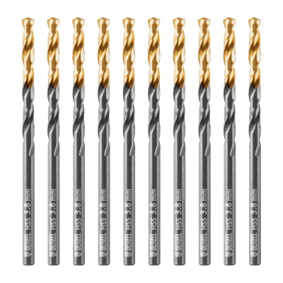 Сверло по металлу, 3,8 мм, HSS-Tin, Golden Tip, 10 шт. Denzel 717208