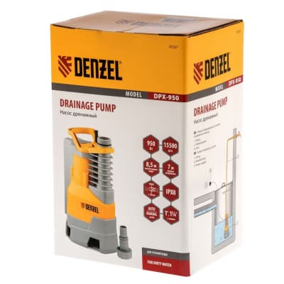 Дренажный насос DPХ950, Х-Pro, 950 Вт, подъем 8,5 м, 15500 л/ч Denzel 97227