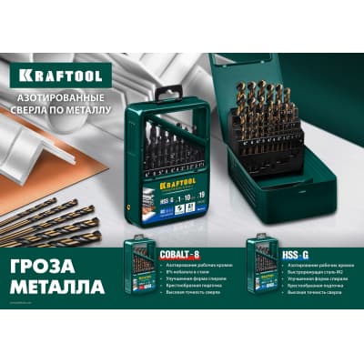 KRAFTOOL COBALT 9.5 х125мм, Сверло по металлу HSS-Co(8%) , сталь М42(S2-10-1-8) 29656-9.5