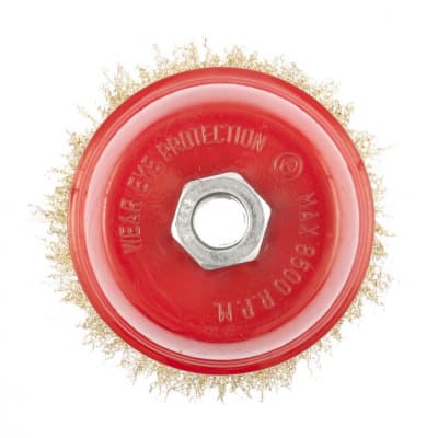 Щетка для УШМ, 100 мм, М14, чашка, латунированная витая проволока Matrix 74605