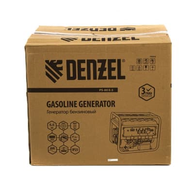 Генератор бензиновый PS 80 E-3, 6.6 кВт, 400 В, 25 л, электростартер Denzel 946954