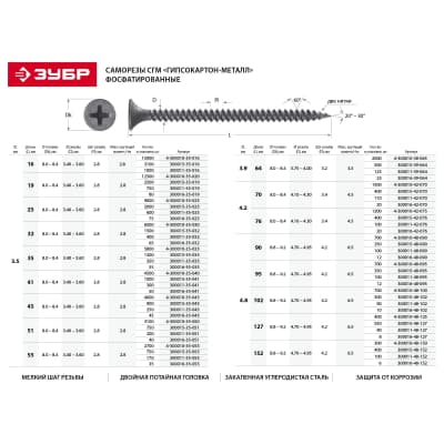 Саморез универсальный ЗУБР 4-300010-35-050